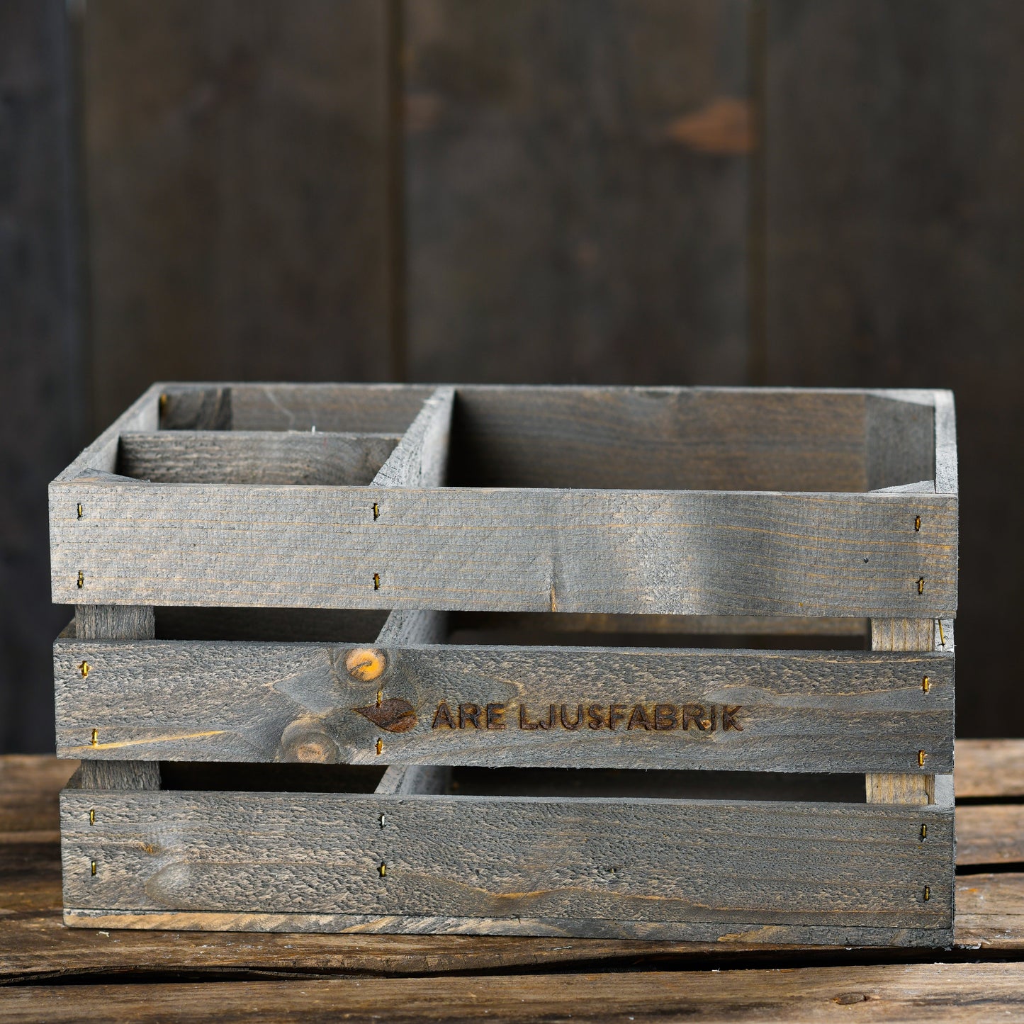 Ljuslåda i trä - låg